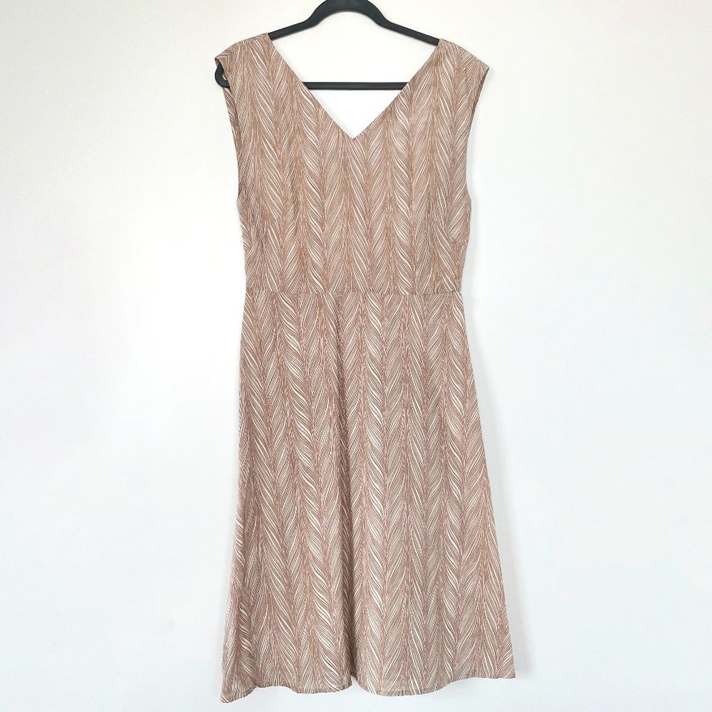 Ava & Aiden | A-line tan summer dress with natural print